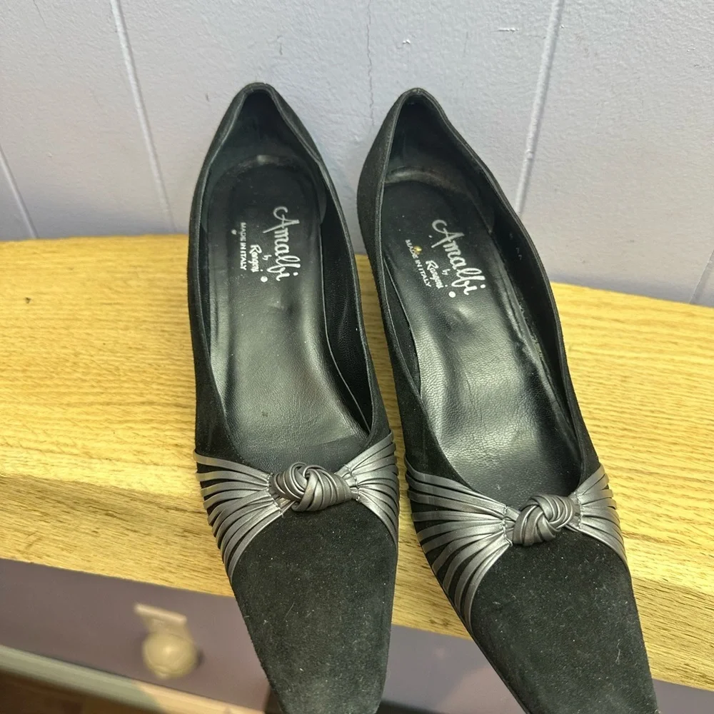 Amalfi Black Suede Heels with Knot Detail - Picture 2 of 7